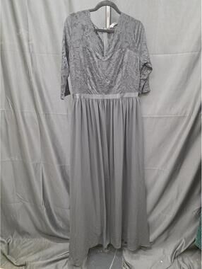 MISSMAY Women’s Long Lace V Neck Formal Evening Gown Black X-Large